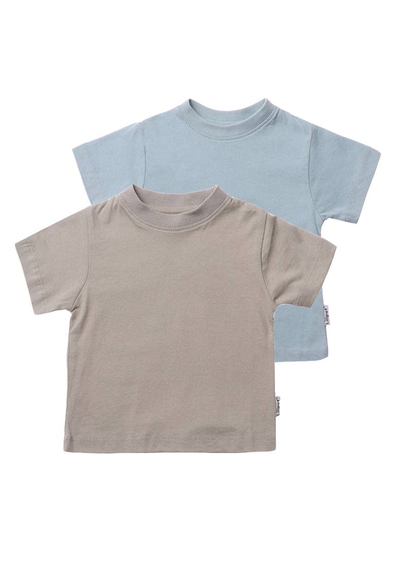 Liliput – wholesale T-shirt – Kids – 2-pack of T-shirts made from organic cotton in khaki and light blue0