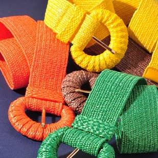 anbfashion - Wholesale Belt - Women's - WRAPPED HALFMOON ELASTIC STRAW BELT NEW-J1BIW50015