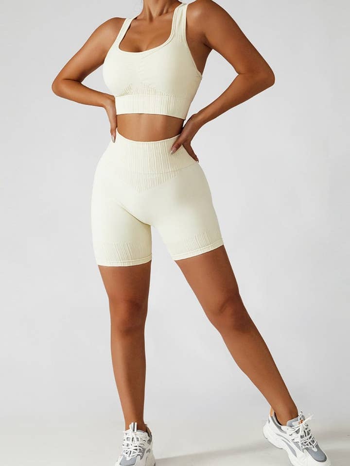 Active by Anna-Kaci – wholesale Activewear set – Women′s – Racerback Sports Bra & Sculpting High Waist Shorts Set13