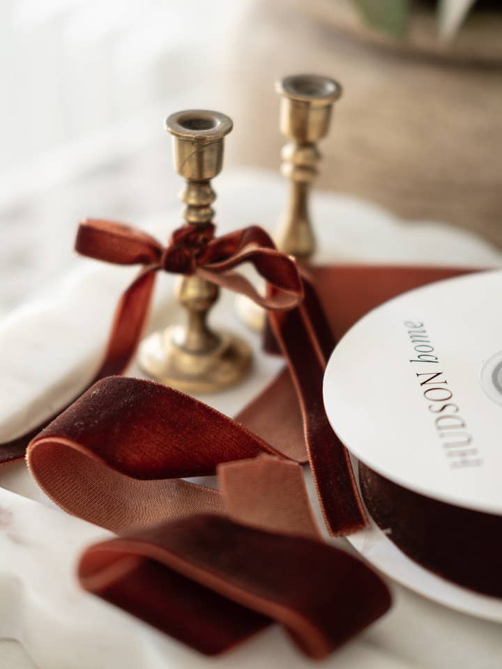 Chesnut Brown Velvet Ribbon - 5m for wholesale by Hudson Home