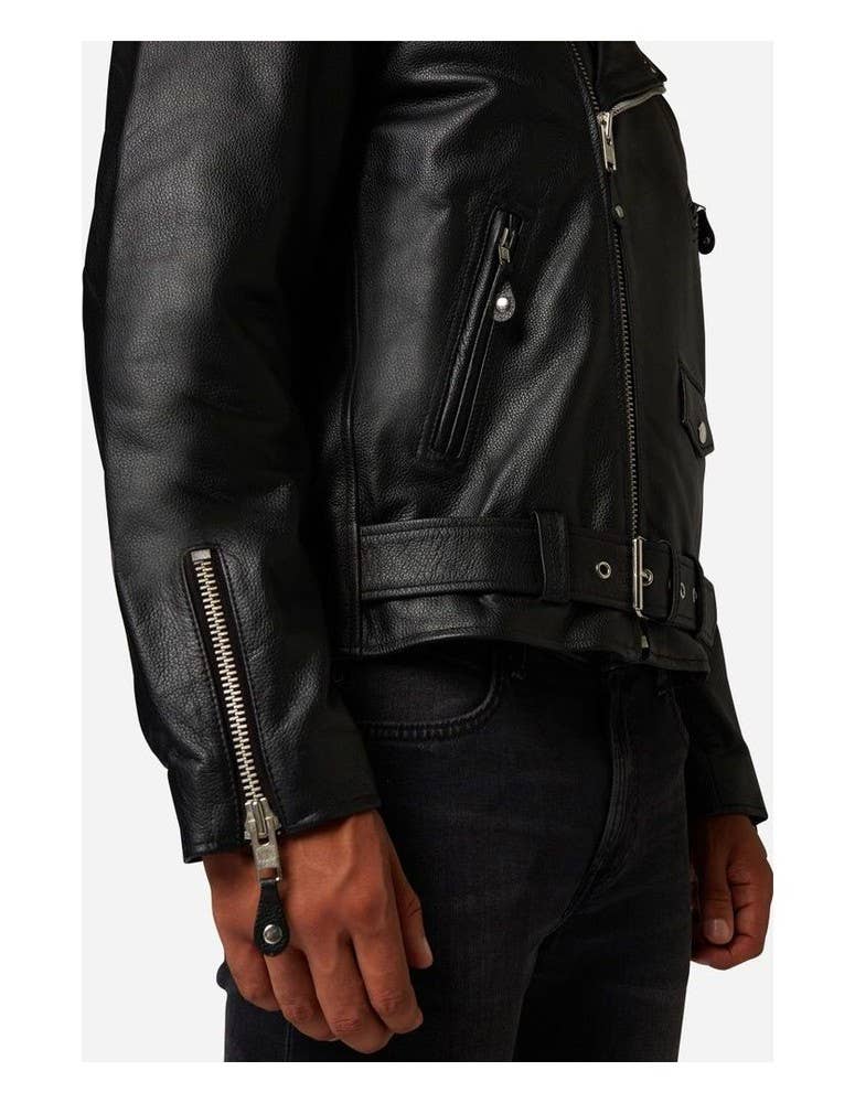 black Brando men's leather jacket - premium buffalo leather for wholesale on Faire3