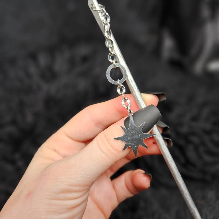 DOUMU Star Dangle Hair Stick / Aluminum for wholesale by DARKSTAR MACHINATIONS