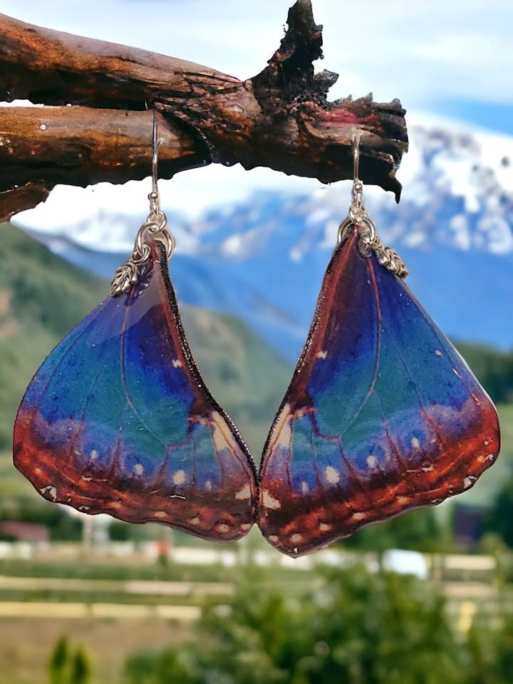 Monarch Jewelry Project/ Morpho Peleides Butterfly Earrings for wholesale by Monarch Jewelry Project/dIANKA designs