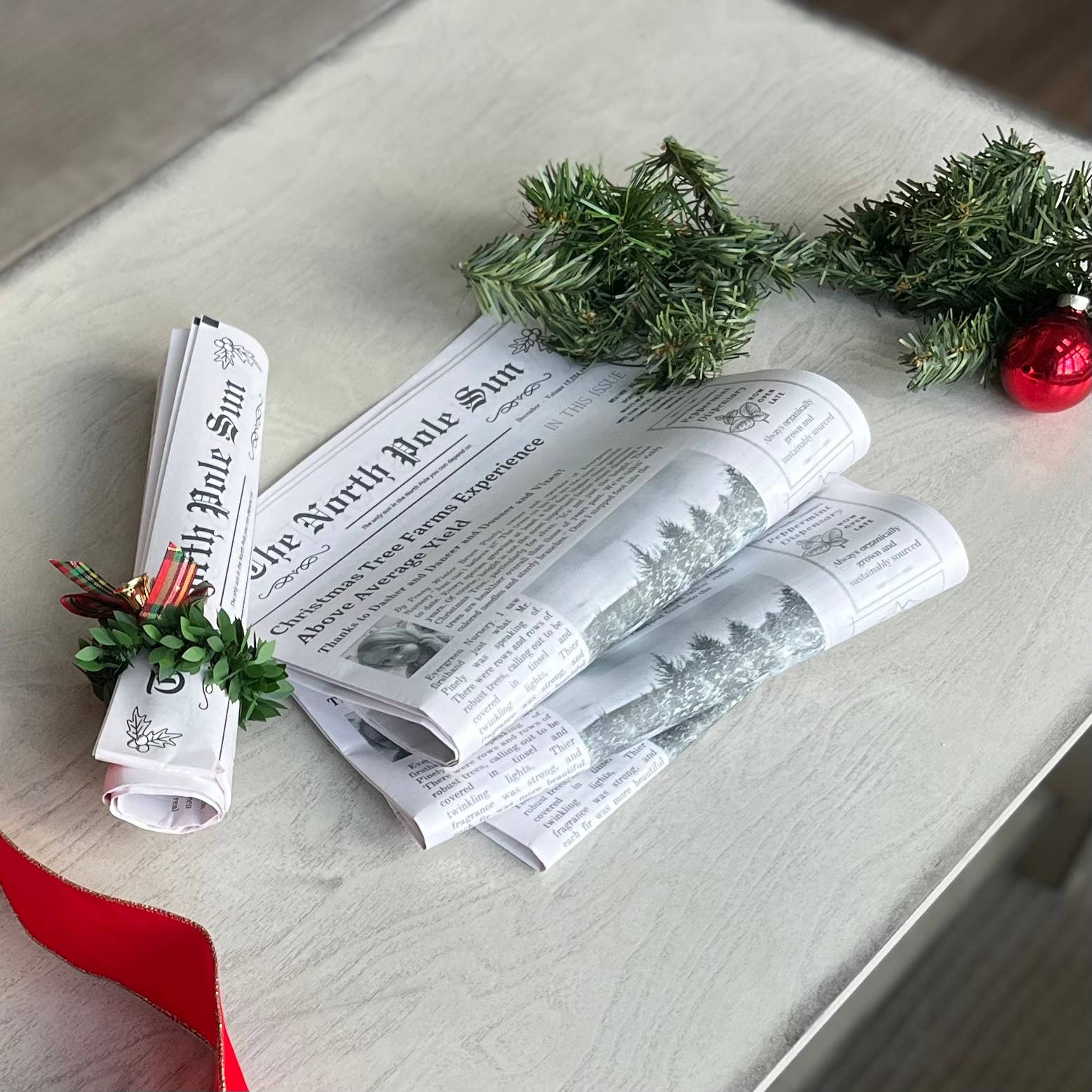 The North Pole Sun – wholesale Flat wrap – Holiday Newspaper from The North Pole RECYCLED plastic free1