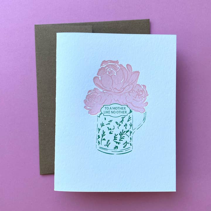 Mors Dag Pæon Buket Bogtrykskort for engroshandel hos Stack Paper Press