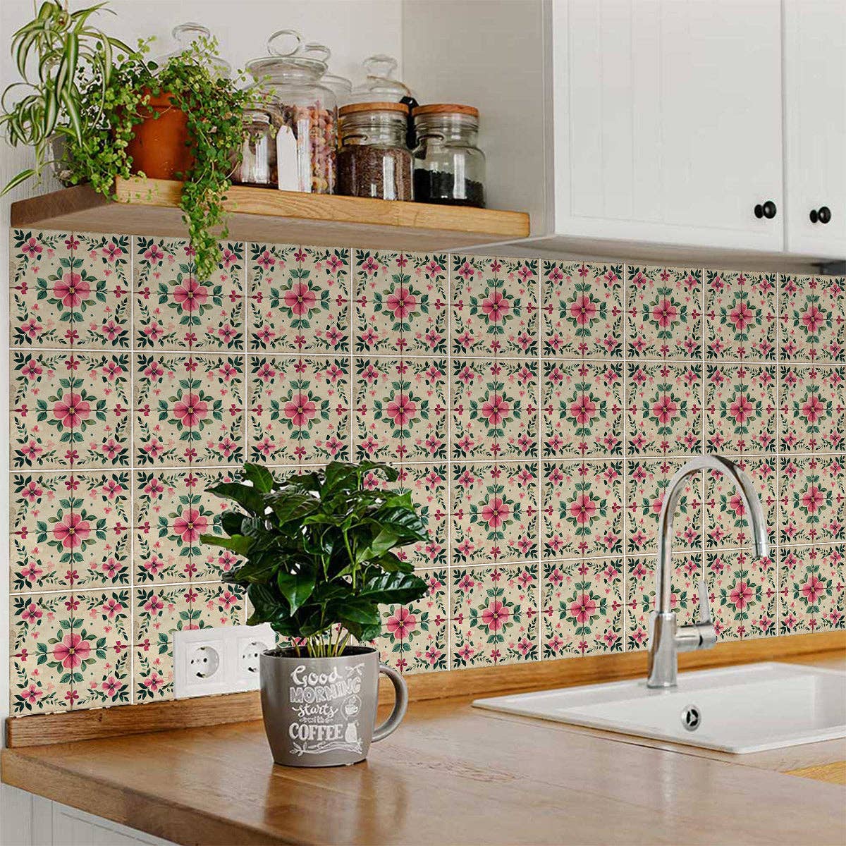 Mi Alma LLC - Wholesale Wall Tile - Floral Vintage Colorful Retro Design Multicolor beautiful backsplash Model - L801