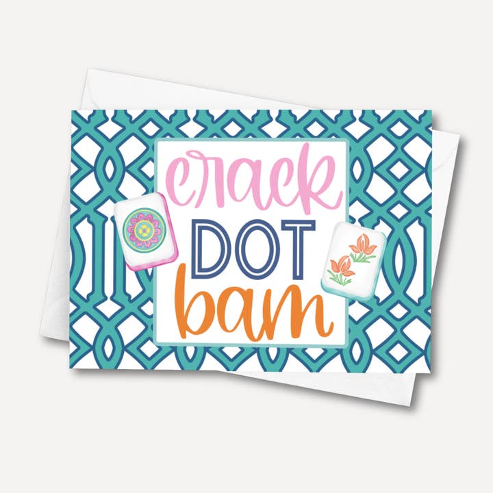 Mahjong Note Cards | Set of 10 Crack Dot Bam Note Cards for wholesale by Note Worthy Paper Place