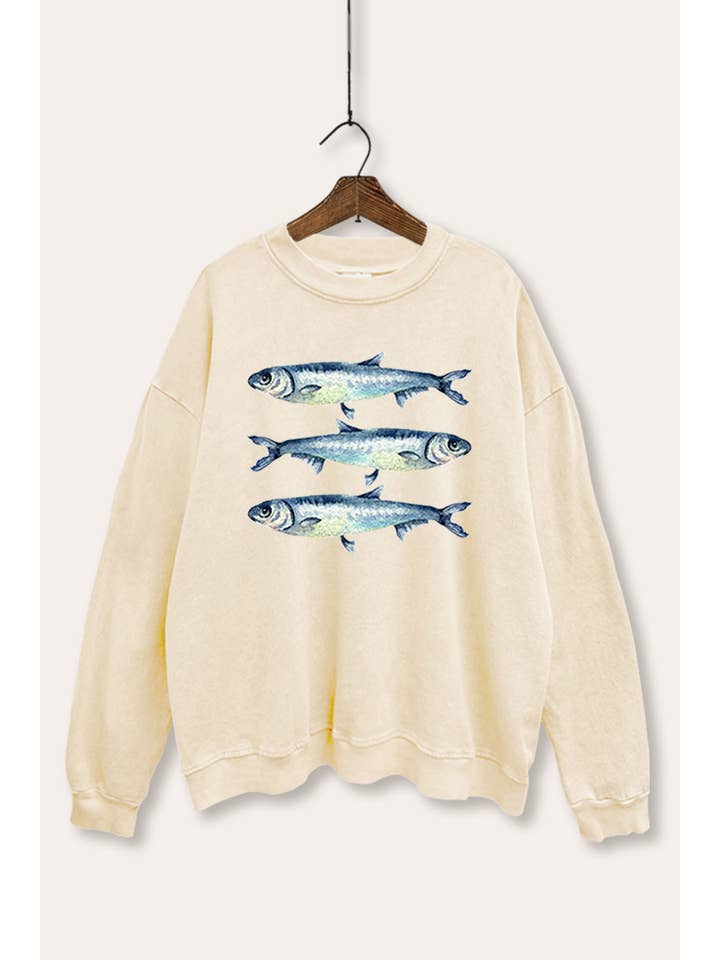 VINTAGE POINT USA - Wholesale Grafisch sweatshirt - Dames - DRIE SARDINES GRAFISCHE MINERALE WASSING SWEATSHIRT6