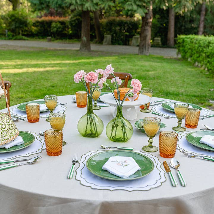 Mariaida Home - Wholesale Placemat - Single Greta, White with Green2