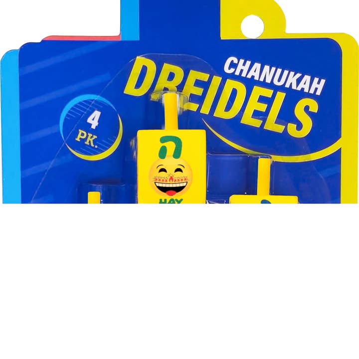 Ner Mitzvah - Wholesale Party Favor - Wood Dreidels - Emoji - Med - 4 Pack