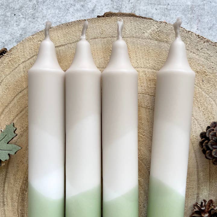 Wolkenreich - Wholesale Tapered Candle/Candlestick - Dip dye candles | beige-olive | set of 41
