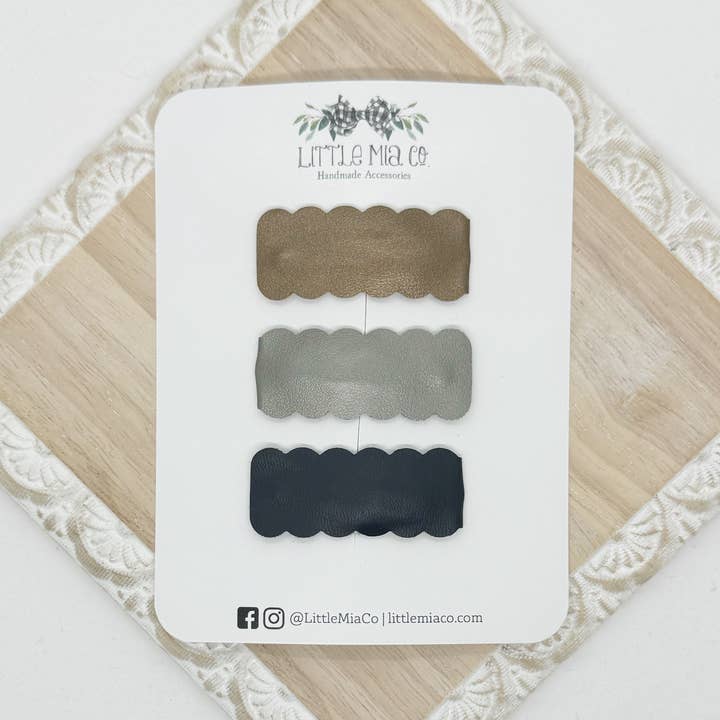 Metallic 2“ Snap Clip Trio for engroshandel hos Little Mia Co.