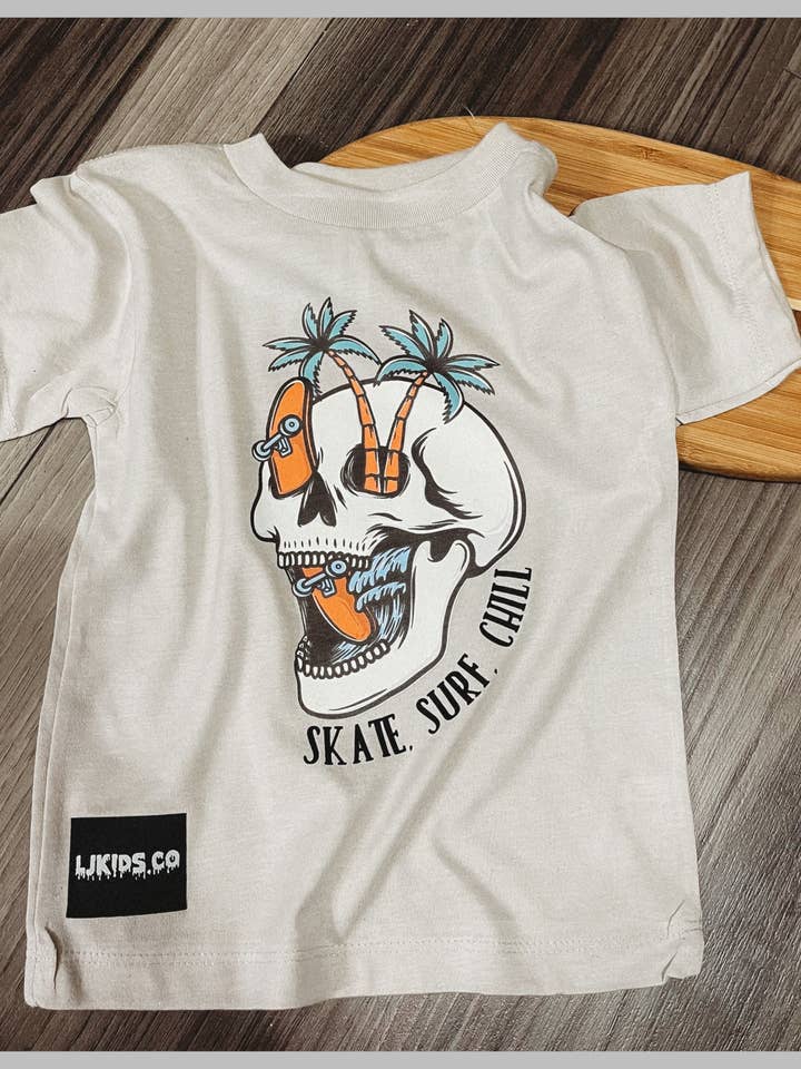 Skate, Surf, Chill Tee for wholesale by LJkids.Co