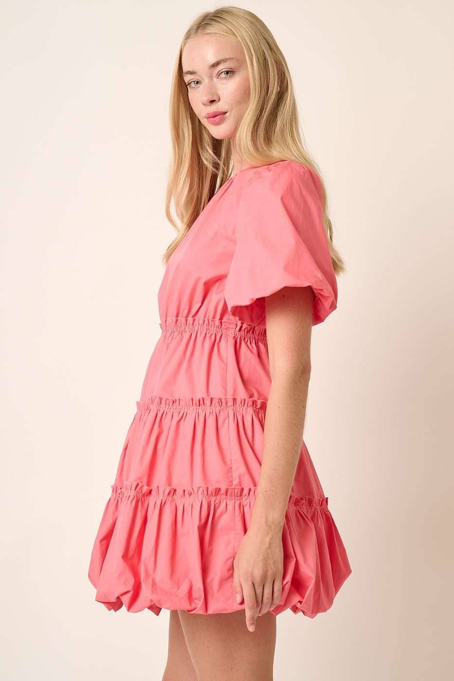 mittoshop - Wholesale Dress - Women's - BALLOON SLEEVE BUBBLE HEM MINI DRESS3
