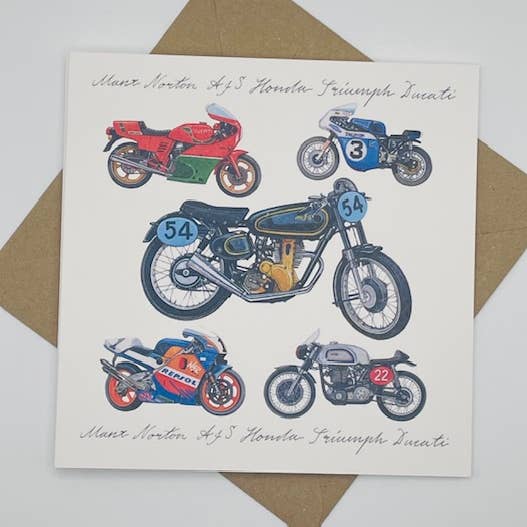 Biglietto di Auguri Biciclette da Corsa Classiche di Richard Partis per la vendita all'ingrosso da parte di Hooli Mooli