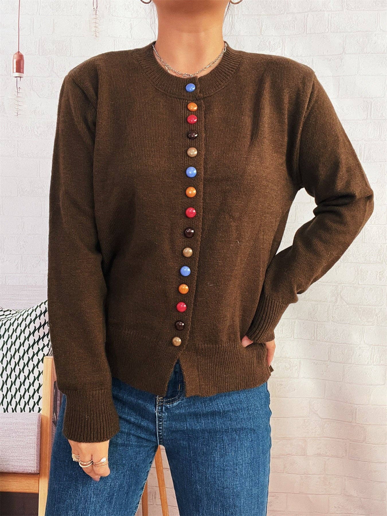 alberalkirk - Vente Cardigan – femme - Cardigan Boutonné ColorBlock Léger Options N5A2092