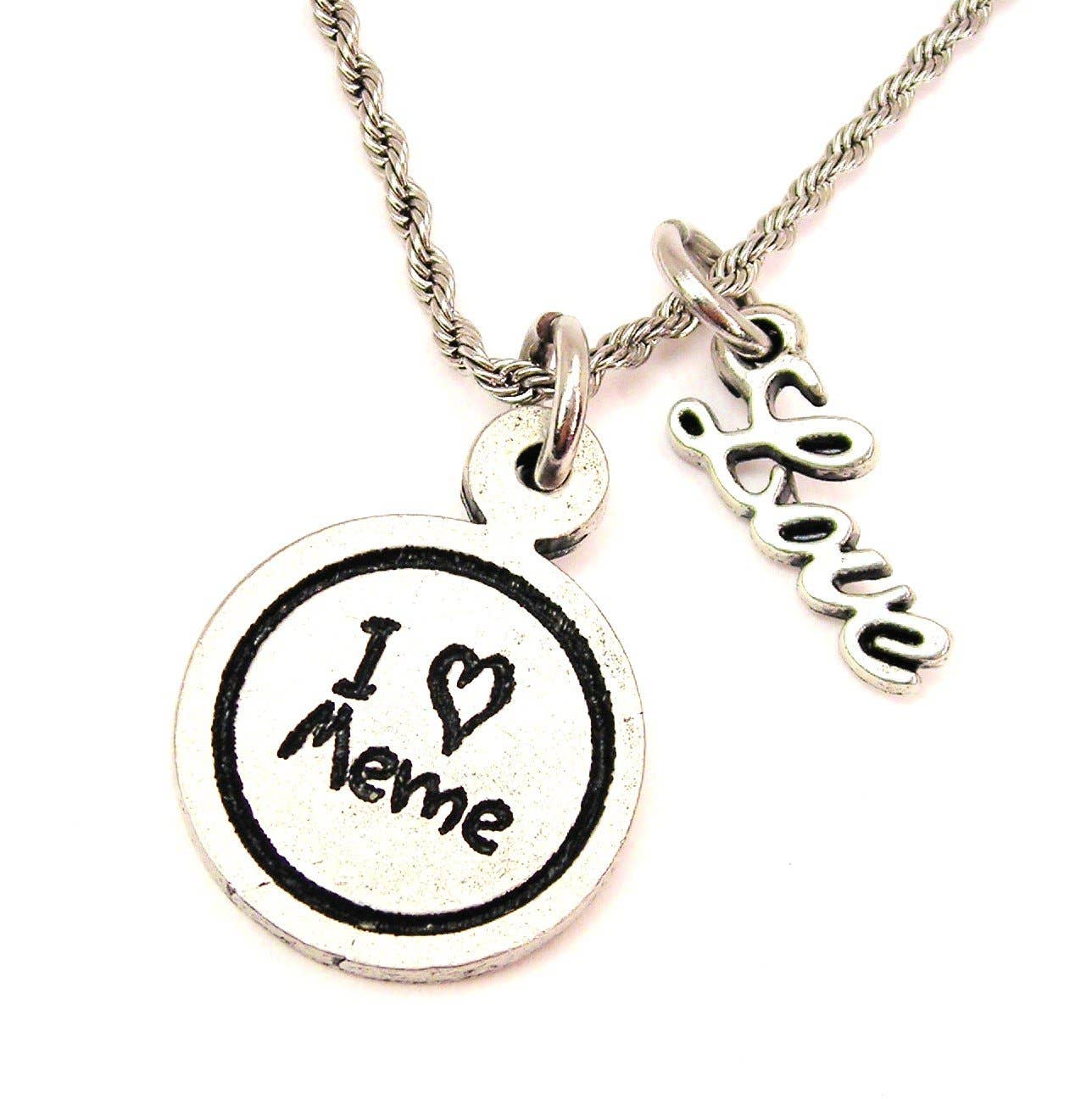Chubby Chico Charms - Wholesale Pendant/Charm Necklace - I Love Meme With Cursive Love Chain Necklace0