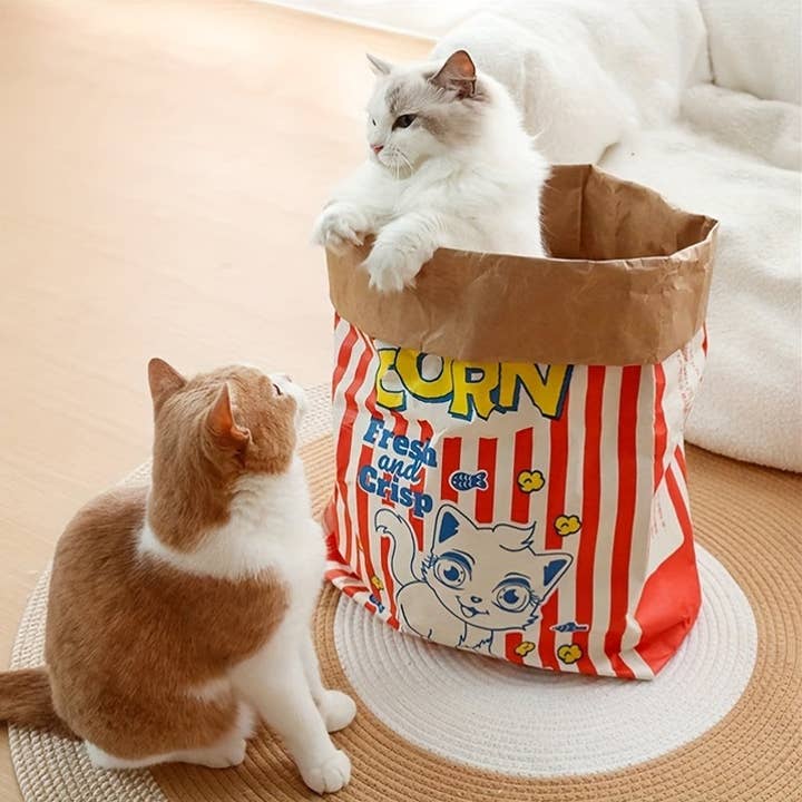 DIYSTORE - Vente Jouet – chat - Jouet pour chat durable et amusant : sac de pop-corn cartoon pour interagir et jouer avec votre chat ou chien - sans piles requises3