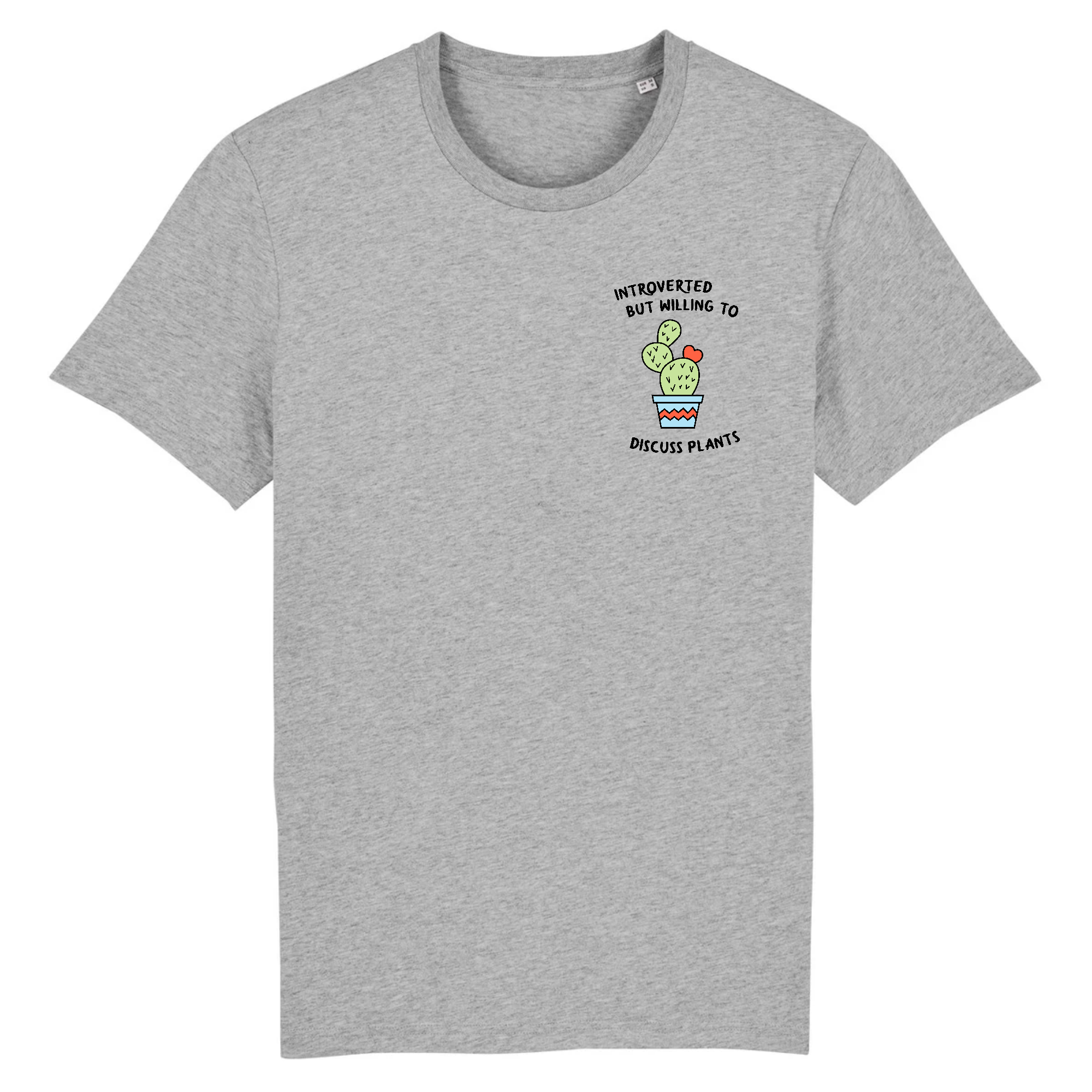 Oat Milk Club - Vente T-shirt sérigraphié – femme - T-shirt en coton bio « Introverti mais prêt à parler plantes »1