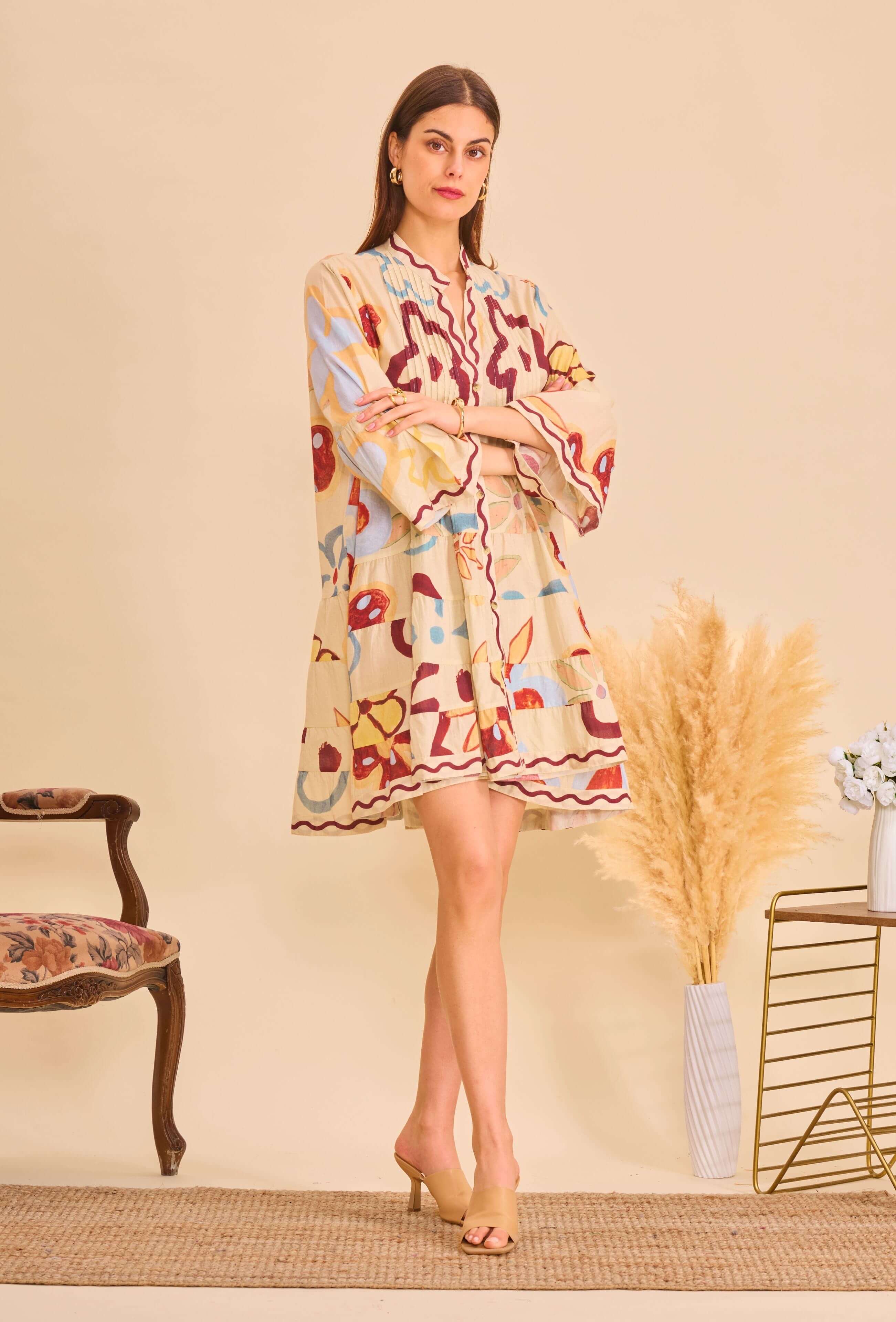 Beige short cotton dress - Orice for wholesale on Faire2