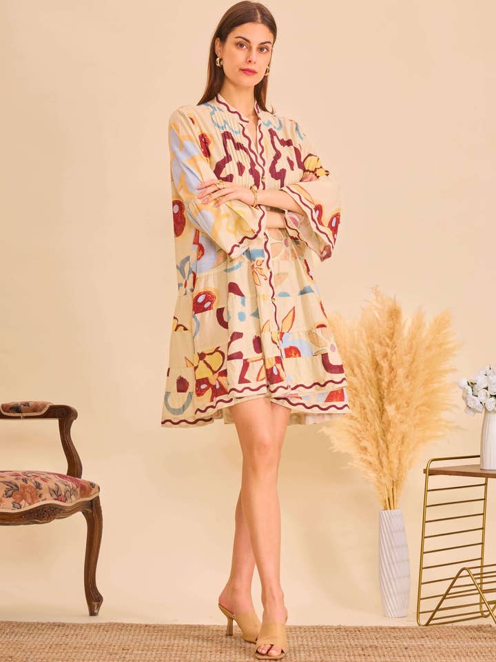 Beige short cotton dress - Orice for wholesale on Faire2