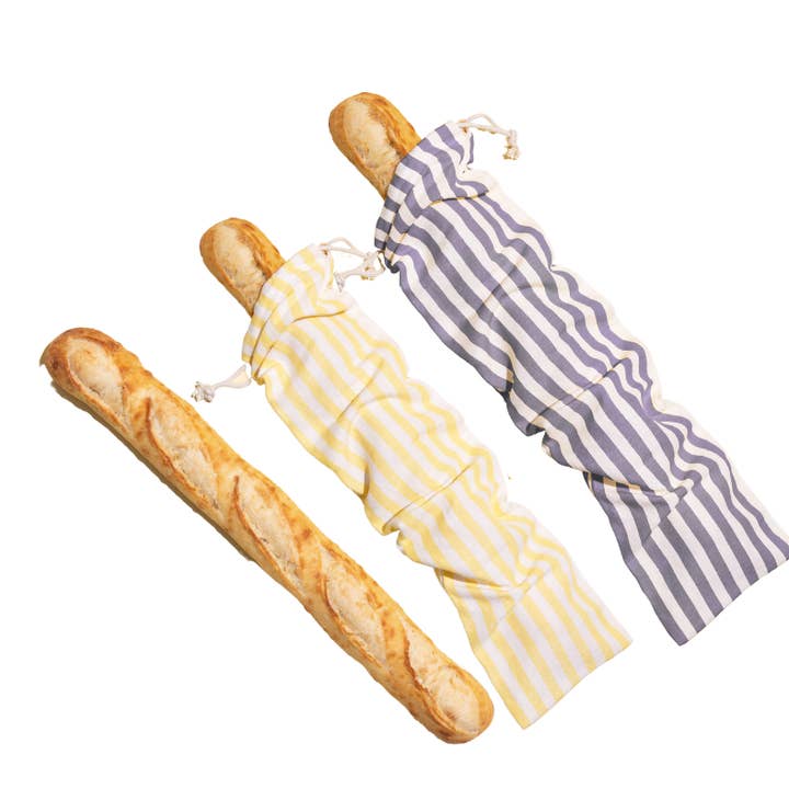 Pure Mitti - Wholesale Food Storage Wrap/Bag - 100% Cotton Linen Baguette Bread Bag Gray