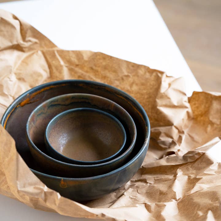 Creating Comfort Lab - Wholesale Serving bowl - Rust Stoneware Nesting Bowl Set2
