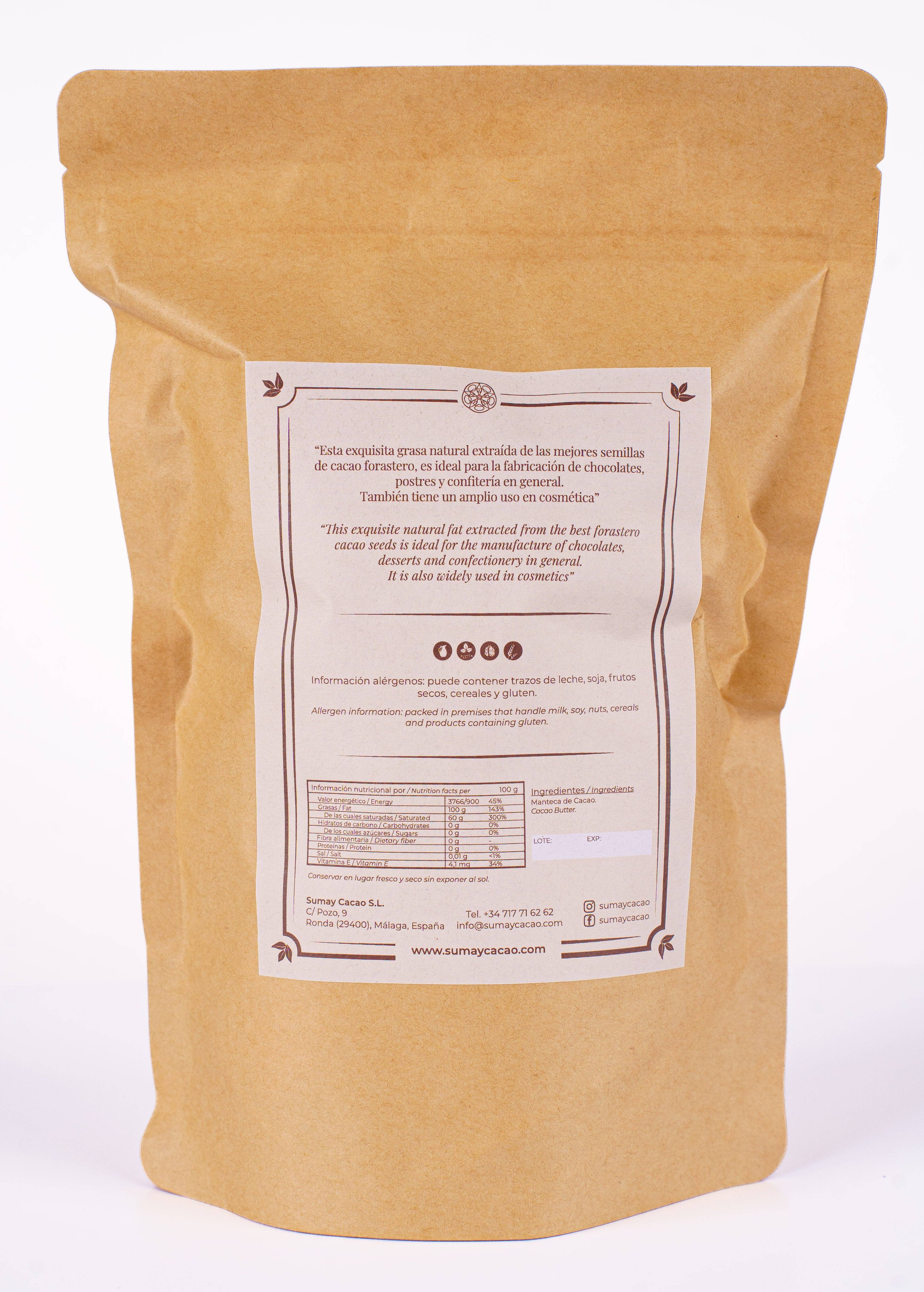 Sumay Cacao S.L – Engroshandel Chokolade – Theobroma kakaoolie eller -smør 400 g2