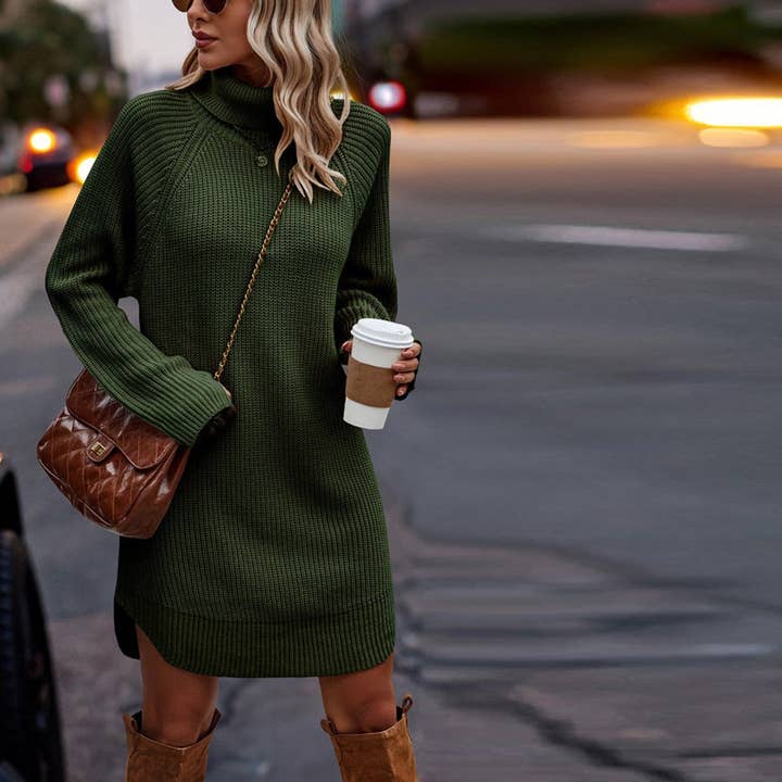 Chunky Turtleneck Sweater Dress for wholesale by Love, Kuza