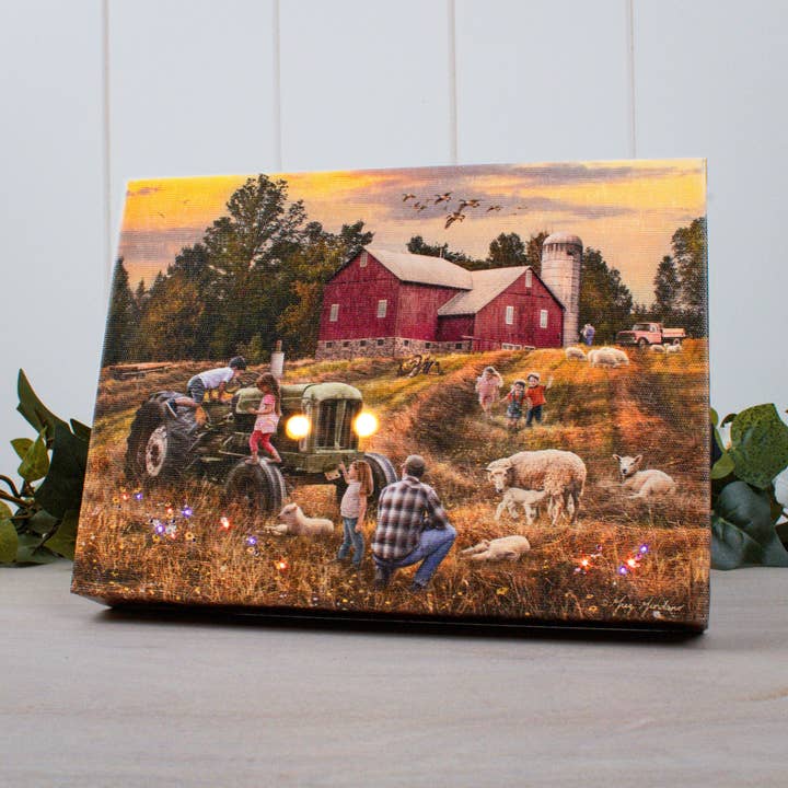 Fun on the Farm 8x6 Lighted Tabletop Canvas for wholesale by Glow Decor