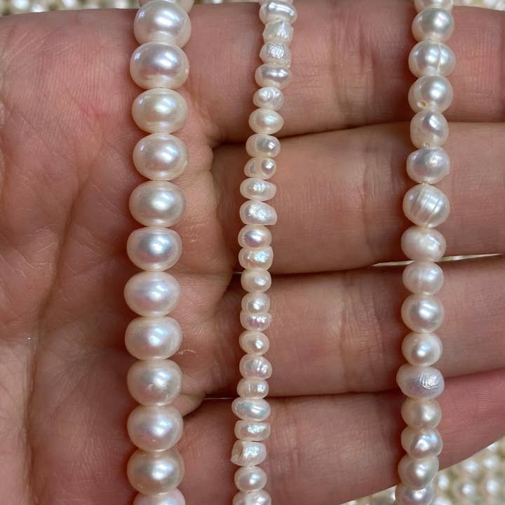 The Bead Bazaar - Wholesale Beads - 4mm Baroque Freshwater Pearls, 3X4 Wholesale Pearls Beads