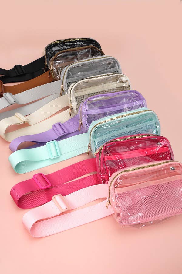 JOSSLYN by wall to wall - Wholesale Belt Bag - Women's - CLEAR CROSS BODY SLING MESSENGER FANNY PACK | 40P5163