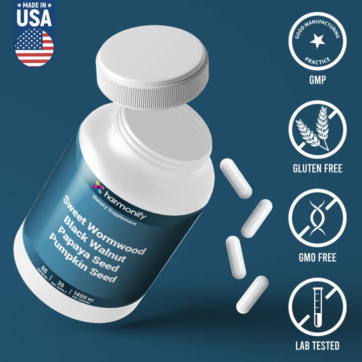HARMONIFY - Wholesale Oral Supplement/Vitamin - HARMONIFY Sweet Wormwood, Black Walnut, Papaya Pumpkin Seed4