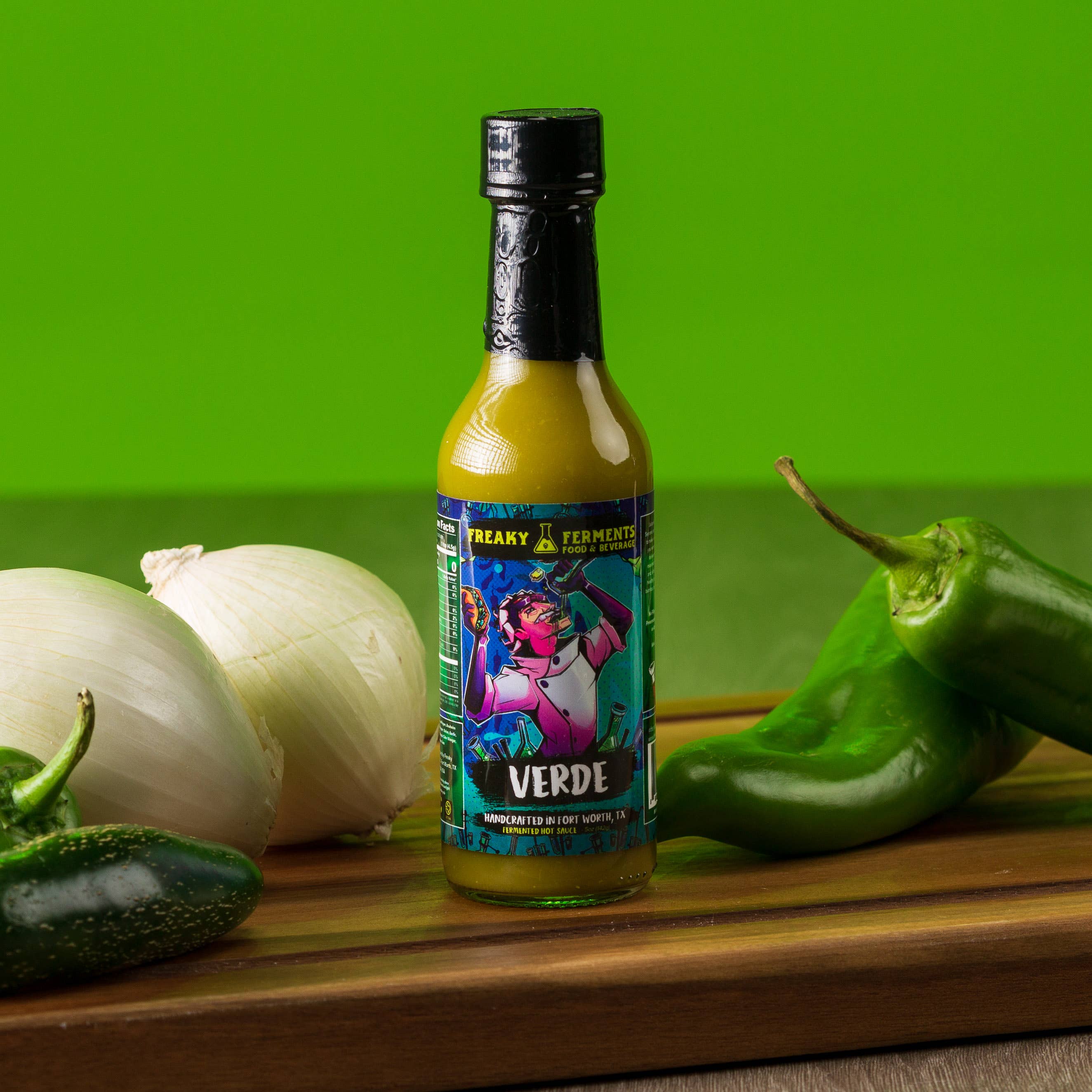 Freaky Ferments - Wholesale Hot Sauce - Verde Hot Sauce (5oz Bottle)4