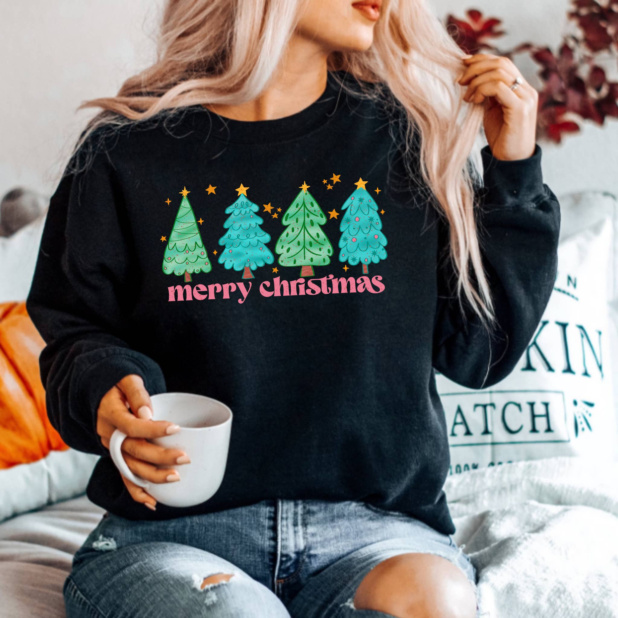 TEELUX - Wholesale Sublimation Transfer - (shirt not included)Merry Christmas Trees - Matte Clear Film Transfer