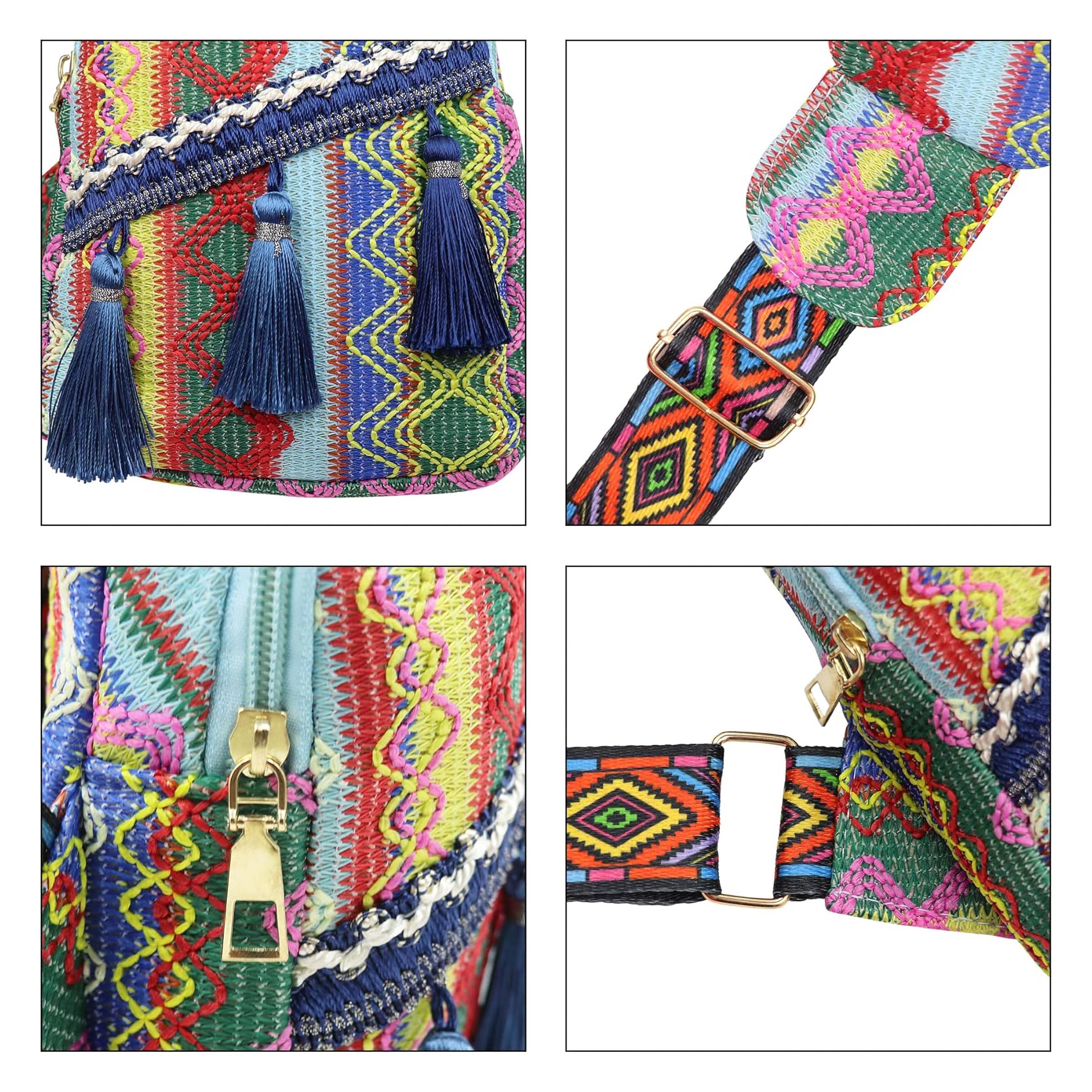 Cap Zone - Wholesale Shoulder Bag - Unisex - Boho Navajo Baja Tribal Woven Tassel Sling Bag5