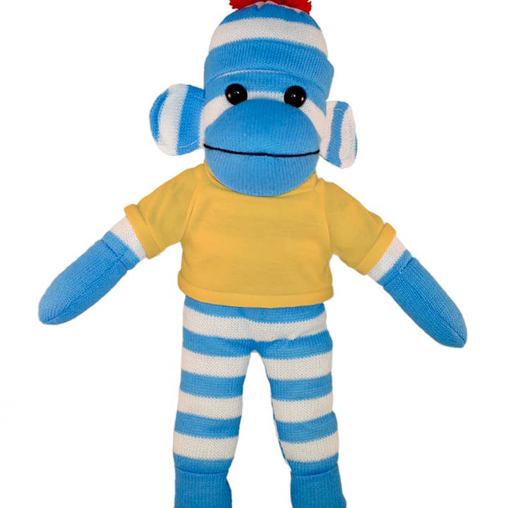 Plushland - Wholesale Stuffed/Plush Toy - Kids & Baby - Blue Sock Monkey Bean Bag animal 10"19