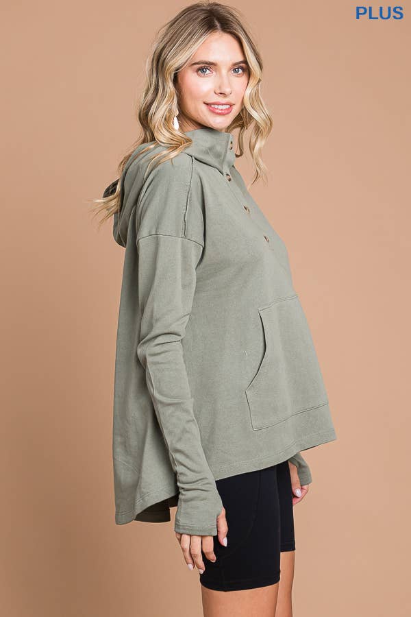 Culture Code - Vente Haut en maille – femme - CFH1935LX - HAUT À CAPUCHE ÉVASÉ SURDIMENSIONNÉ AVEC OURLET HAUT ET BAS11