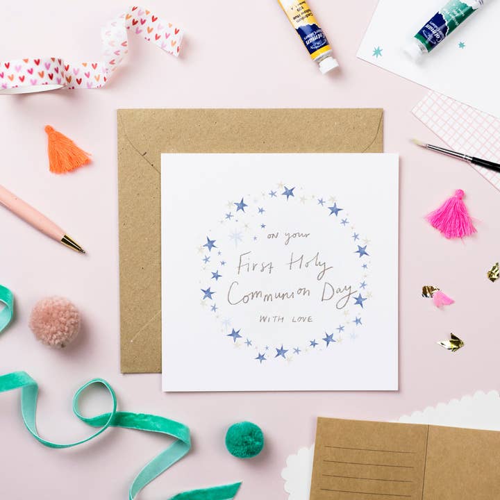 Carte de vœux « Avec amour pour ta première communion » pour la vente par Pickled Pom Pom