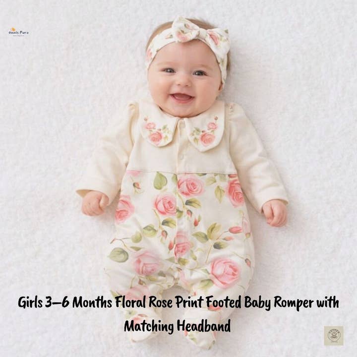 Meisjes 3–6 Maanden Bloemen Rozenprint Voetenzak Babyromper voor wholesale door Omnis Pura