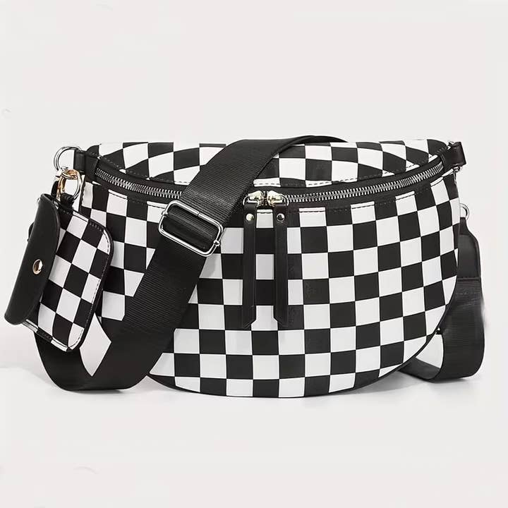 42POPS - Wholesale Crossbody Bag - Women's - 1110 Checkered Duo Crossbody Sling Bag & Wallet SI-290220