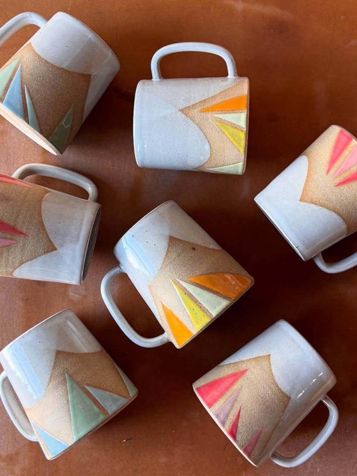 Triangles Geometric Mug Handmade Ceramic for wholesale by ROB Ceramics