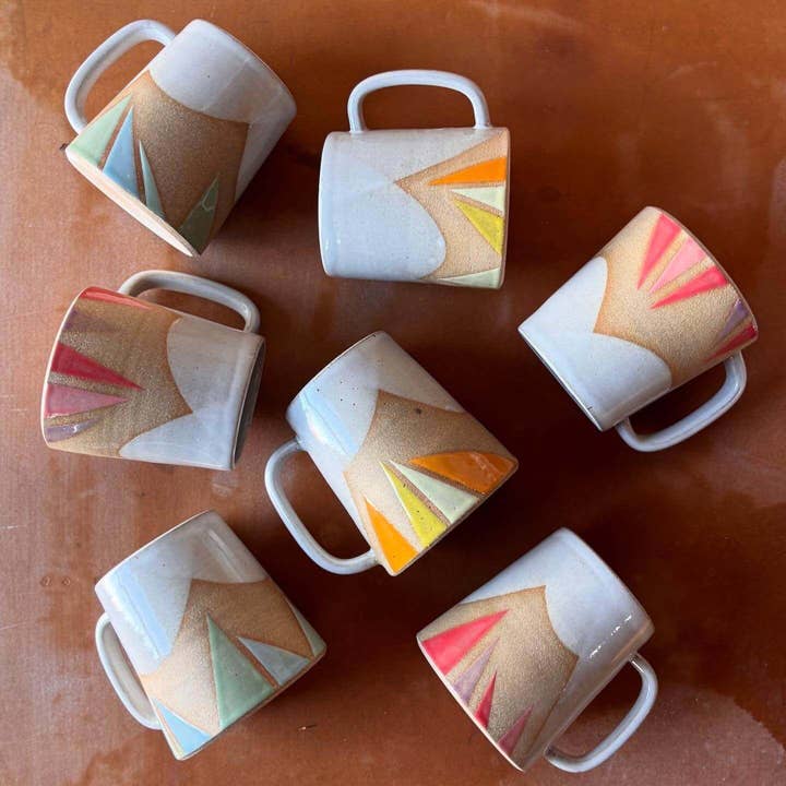 ROB Ceramics - Wholesale Coffee Mug - Triangles Geometric Mug Handmade Ceramic14