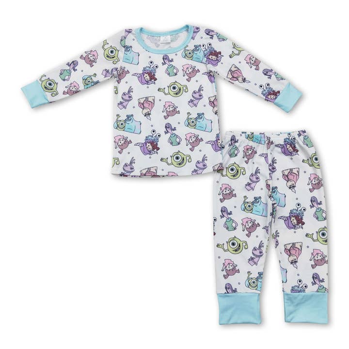 Yawoo Garments - Wholesale Sleepwear Set - Kids - Long sleeves monster kids boys bamboo pajamas