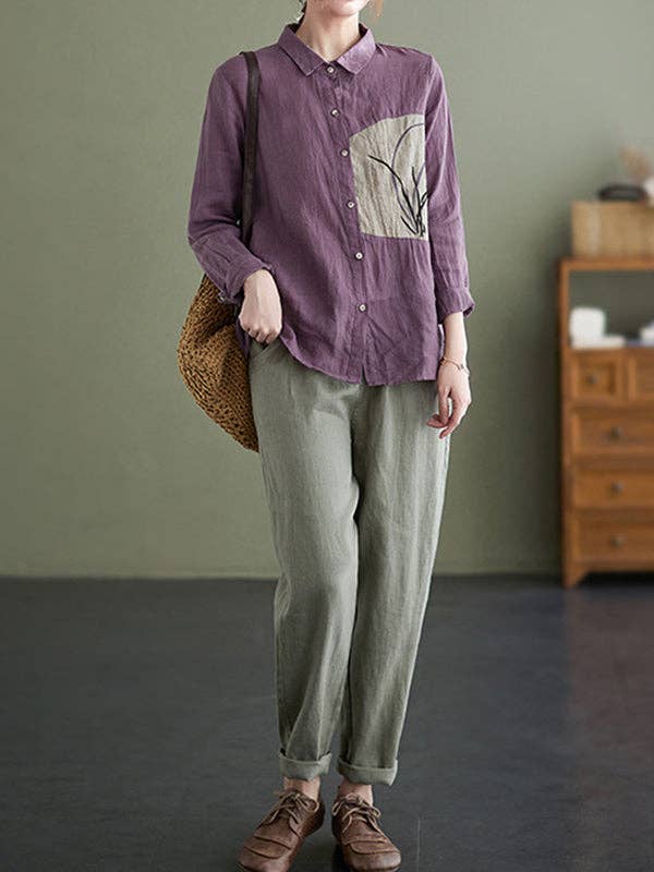 VividLux - Wholesale Overhemd met knopen - Dames - Vintage blouses en hemden met lange mouwen en losse geborduurde tops met reverskraag13