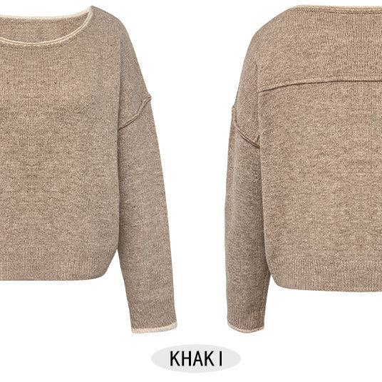 Dipped Shop - Wholesale Knit Sweater - Women's - Trendy Crew Neck Long Sleeve Sweater DP25E5175