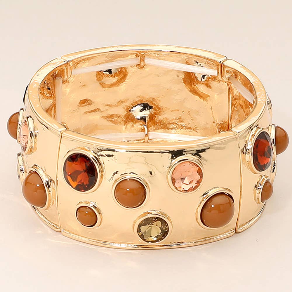 Sensibling Corp. - Vente Bracelet jonc - Bracelet élastique large à déclaration avec pierres en verre serties3