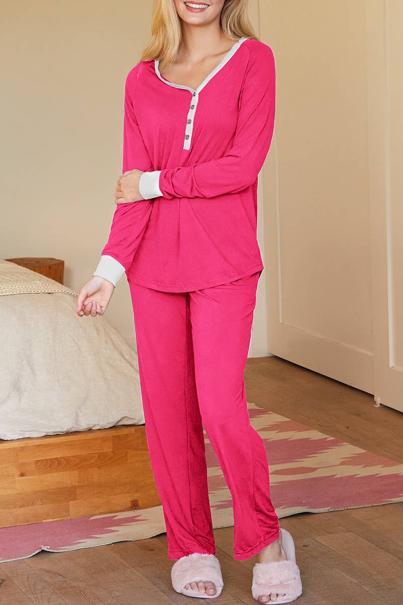 NINEXIS - Wholesale Sleepwear Set - Women's - CWSPJ033_COZY LONG SLEEVE HENLEY NECK PAJAMA SET14