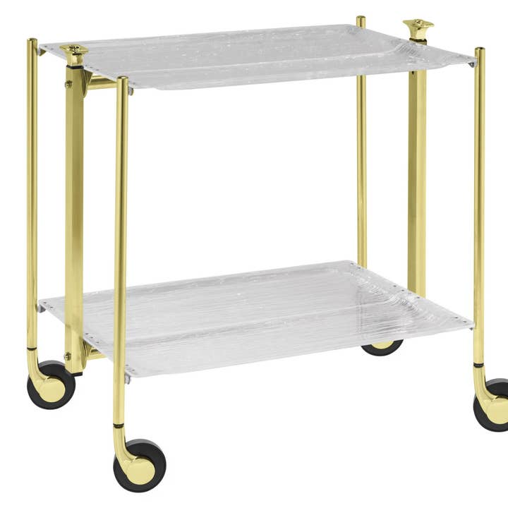 Carrito de cocina con bandejas acrílicas doradas esmeriladas y ruedas para venta al por mayor de Platex
