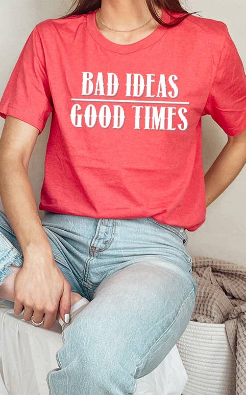 Select Apparel - Wholesale T-shirt met print - Dames - Grafisch T-shirt Slechte Ideeën Goede Tijden6